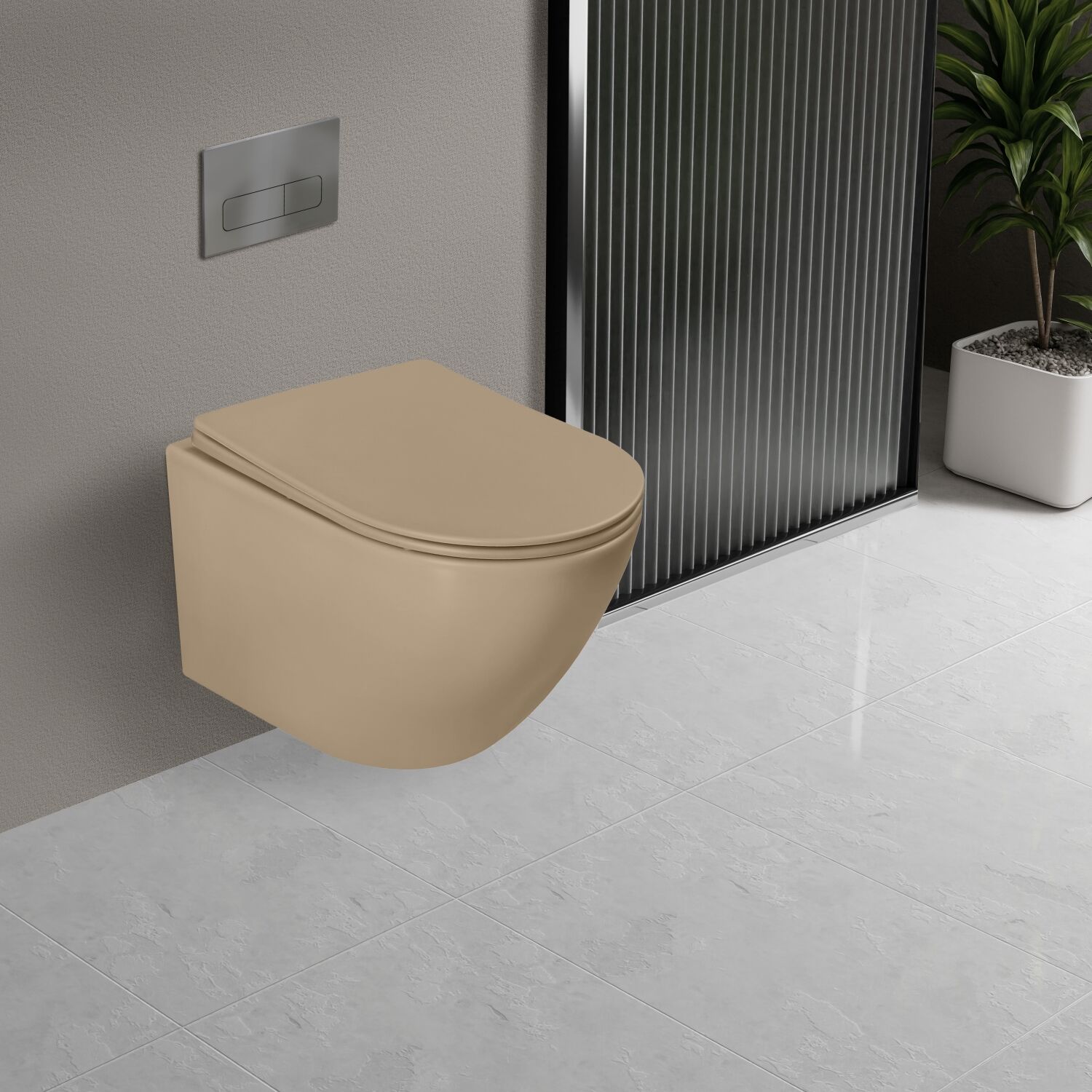 Унитаз Vincea Globo VT1-14TMC подвесной, безободковый, смыв Торнадо, с сиденьем микролифт, цвет капучино матовый - фото 1