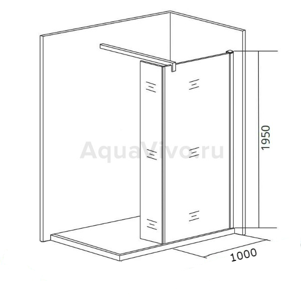 Душевая перегородка Good Door Walk In SP2-100-C-B 28х100х195, стекло прозрачное, профиль черный, с дополнительной панелью, со штангой - фото 1