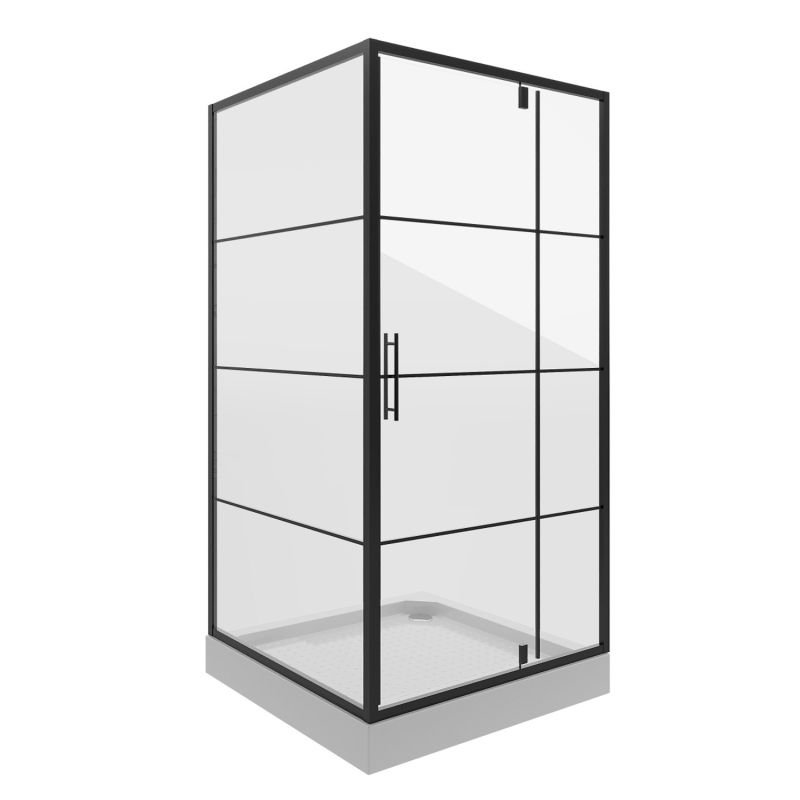 Душевой уголок Niagara Nova NG-0280-08 Black 80х80, стекло прозрачное с рисунком, профиль черный - фото 1