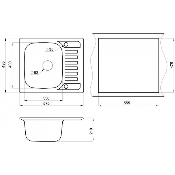 Кухонная мойка Granula GR-5801 CL 58x50, с крылом, цвет классик - фото 1