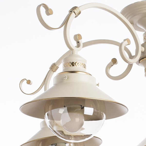 Потолочная люстра Arte Lamp Grazioso A4577PL-5WG, арматура белая / золото, плафоны стекло прозрачное, 75х75 см