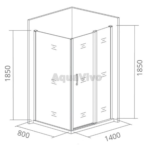 Душевой уголок Good Door Latte WTW+SP-G-WE 140x80, стекло грейп, профиль белый - фото 1