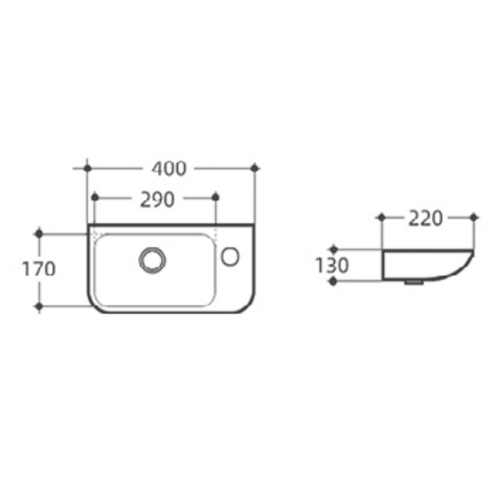 Раковина Joki Flumen JK86264015 подвесная, правая, 40х22, цвет белый глянцевый