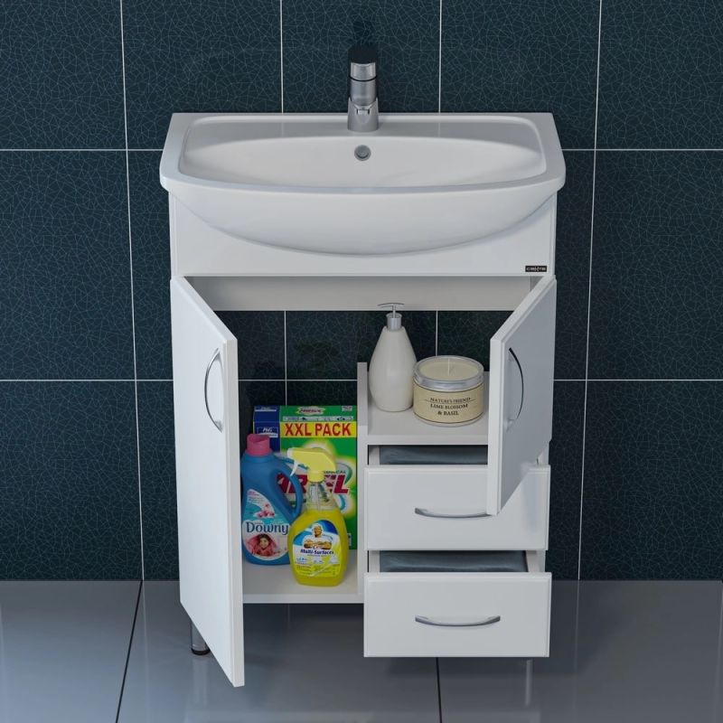 Тумба под раковину Санта Сити 60 напольная, с ящиками, цвет белый - фото 1