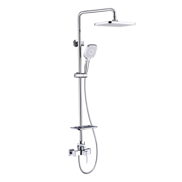 Душевая стойка Lemark Evitta LM0560C, с верхним душем, смесителем и полкой, цвет хром