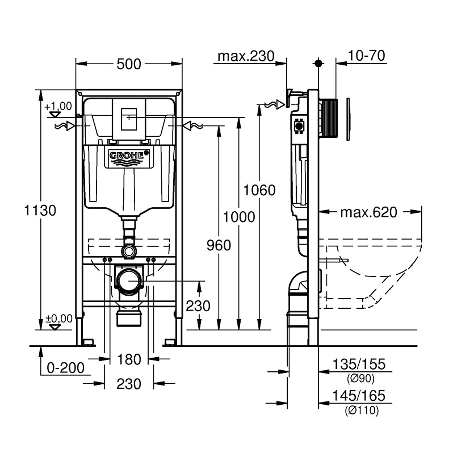 Комплект: Инсталляция Grohe 38811KF0 черная кнопка+Verna T JK0711055MB черный унитаз, смыв торнадо