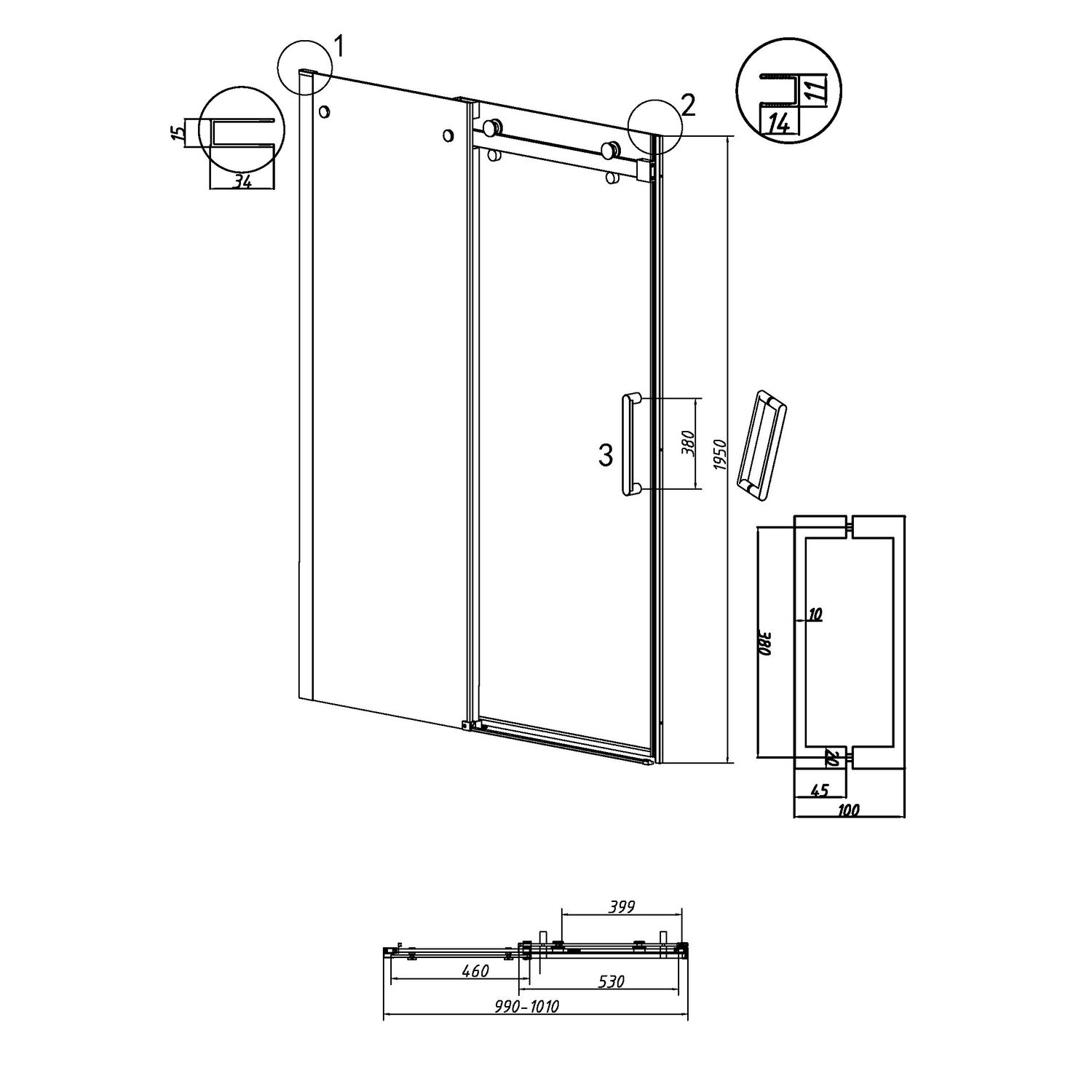 Душевая дверь Grossman Classic 100.K33.04.100.21.10 100х195, стекло тонированное, профиль черный матовый - фото 1