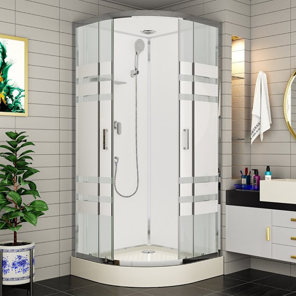 Душевая кабина Esbano Econom ESE-100CR 100x100, стекло прозрачное, профиль белый, с крышей