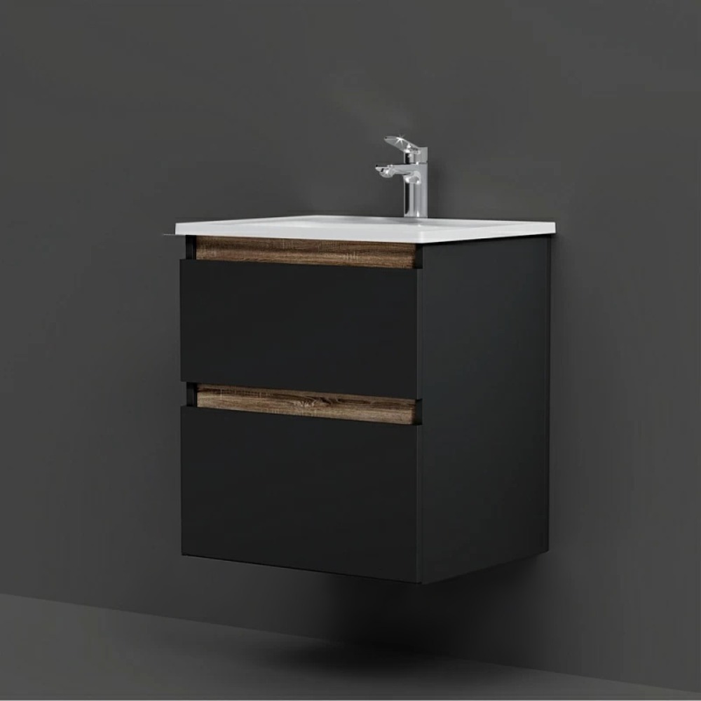 Тумба под раковину AM.PM X-Joy 55 подвесная, цвет черный матовый/дерево