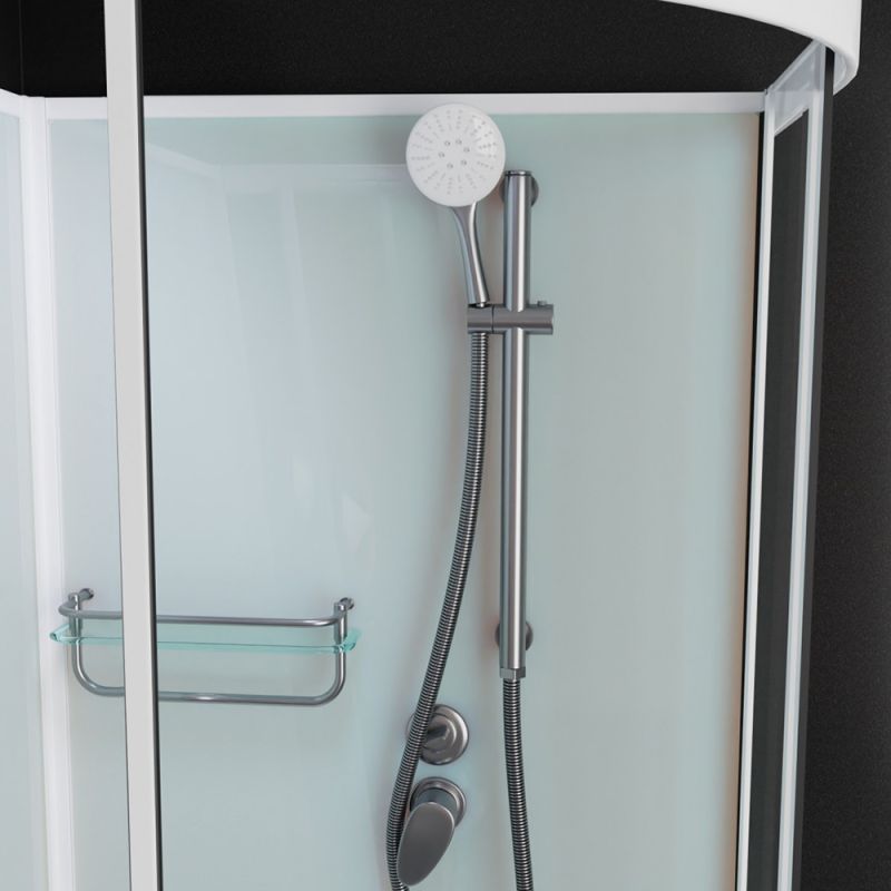 Душевая кабина Frank F418 R М White 100x80, правая, с полотенцедержателем, стекло матовое, профиль белый, без крыши