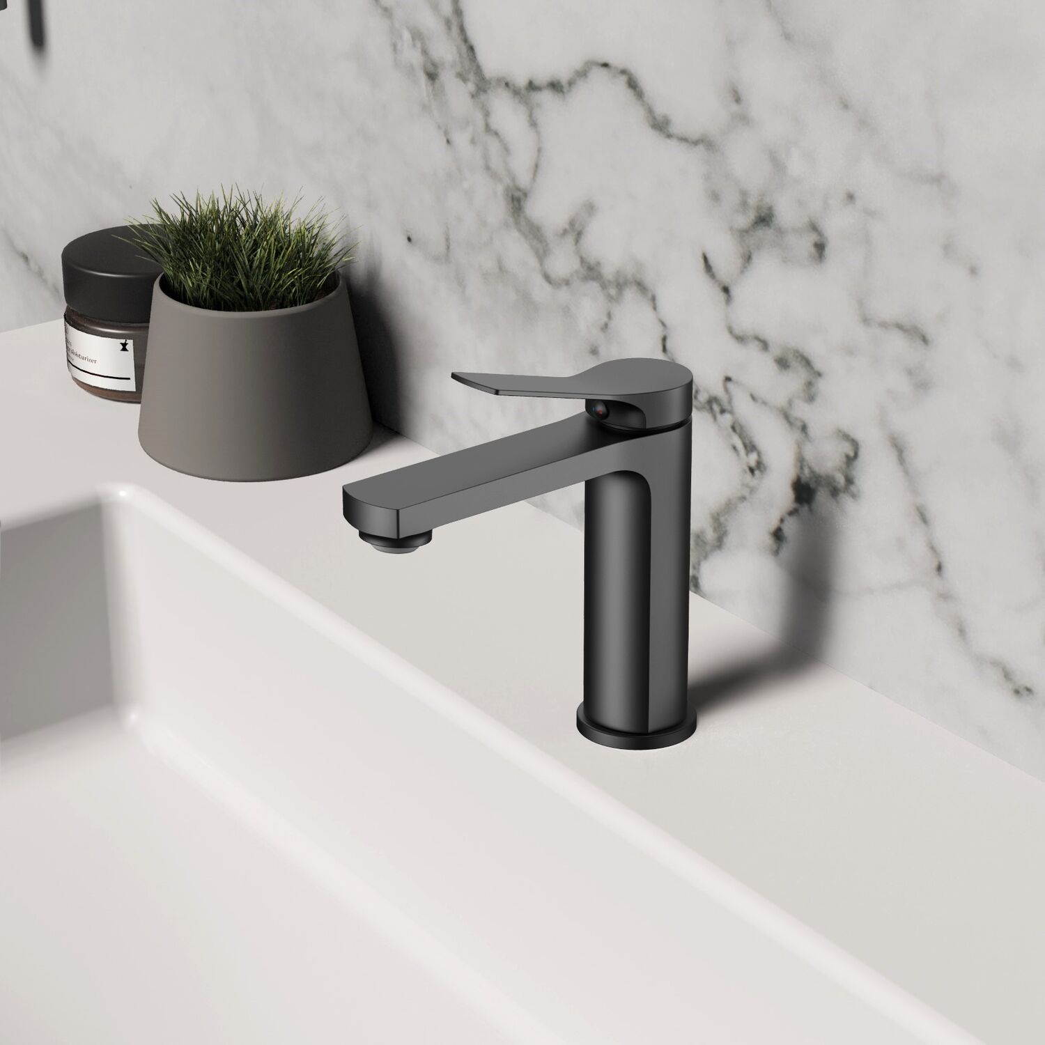 Смеситель Vincea Arco VBF-4AR01MB для раковины, цвет черный - фото 1