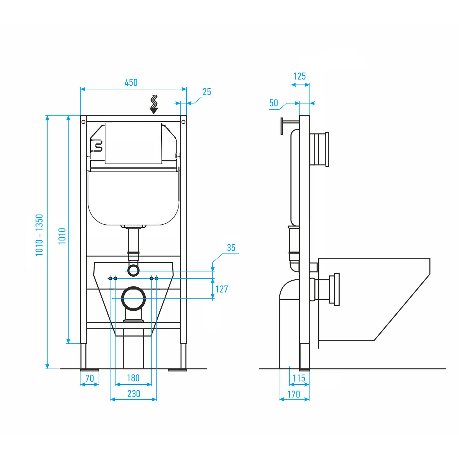 Комплект: Инсталляция JK45045 + Кнопка JK020522WM белая, матовая - фото 1