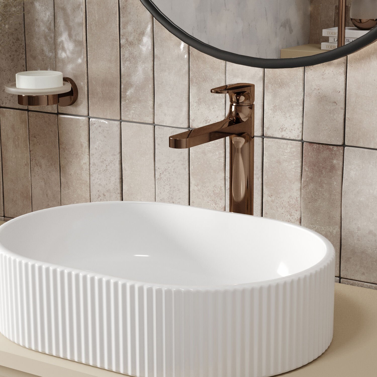 Смеситель WasserKRAFT Asphe 7703H для раковины, цвет розовое золото - фото 1