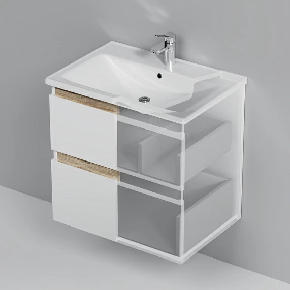 Тумба под раковину AM.PM X-Joy 65 подвесная, цвет белый глянец/дерево - фото 1