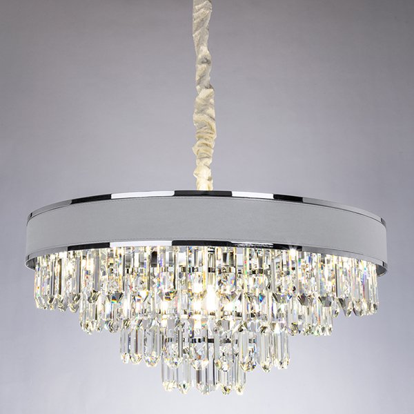 Подвесная люстра Arte Lamp Diadem A1002LM-8CC, арматура хром / прозрачная, плафон кожа белая, 60х60 см - фото 1