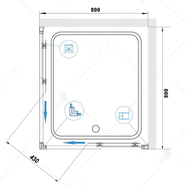Душевой уголок RGW Classic CL-34B 80х80, стекло прозрачное, профиль черный - фото 1