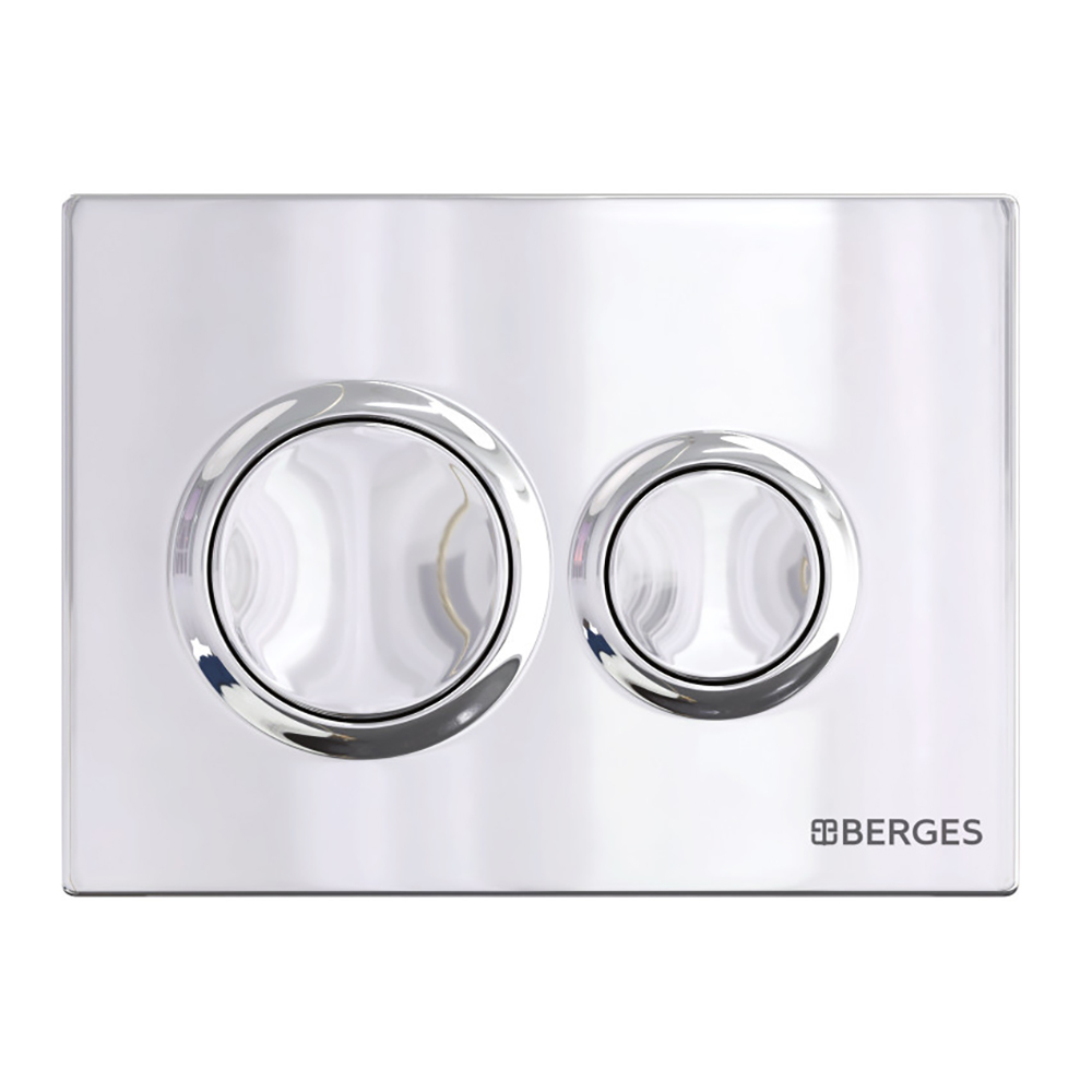 Комплект Berges 043389 унитаза Okus Rimless с сиденьем микролифт и инсталляции Novum с кнопкой O3 хром глянец - фото 1