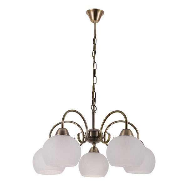 Подвесная люстра Arte Lamp Margo A9317LM-5AB, арматура бронза, плафоны стекло белое, 60х60 см