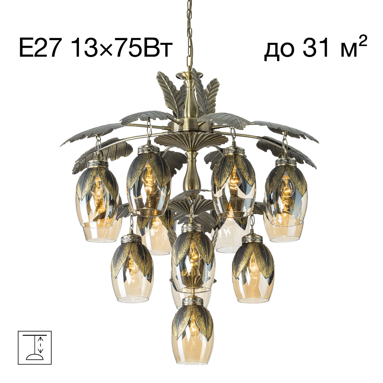 Подвесная люстра Citilux Garuda CL420193, арматура бронза, плафоны стекло шампань