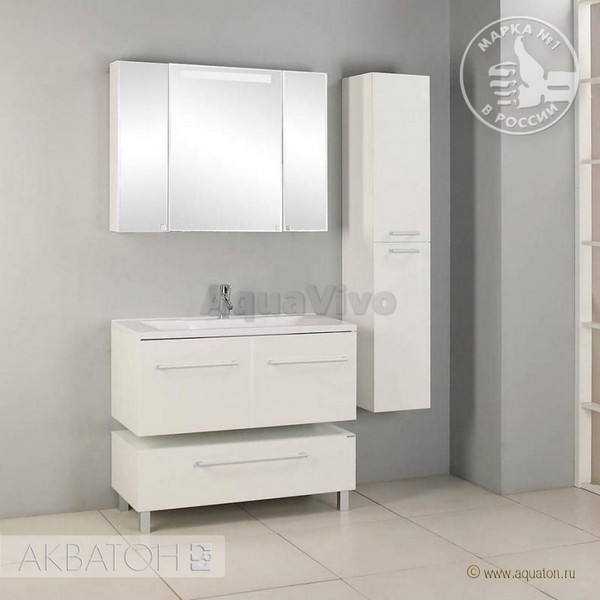 Мебель для ванной Акватон Мадрид 100 цвет белый, тумба с двумя ящиками