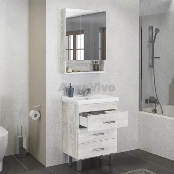 Мебель для ванной Comforty Никосия 60H, цвет дуб белый