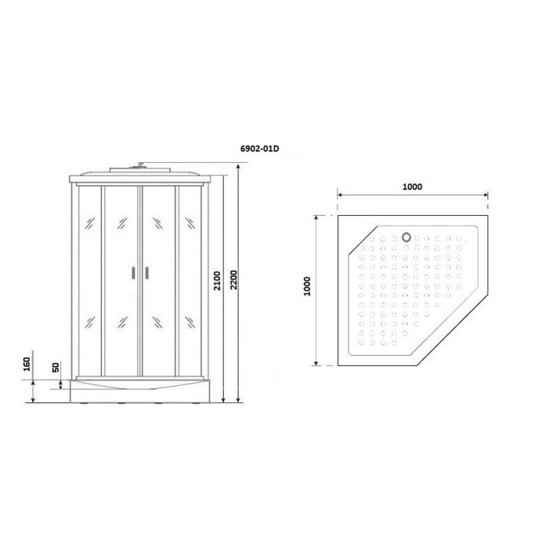 Душевая кабина Niagara Premium NG-6902-01D BLACK 100х100, стекло тонированное, профиль черный матовый, с крышей - фото 1