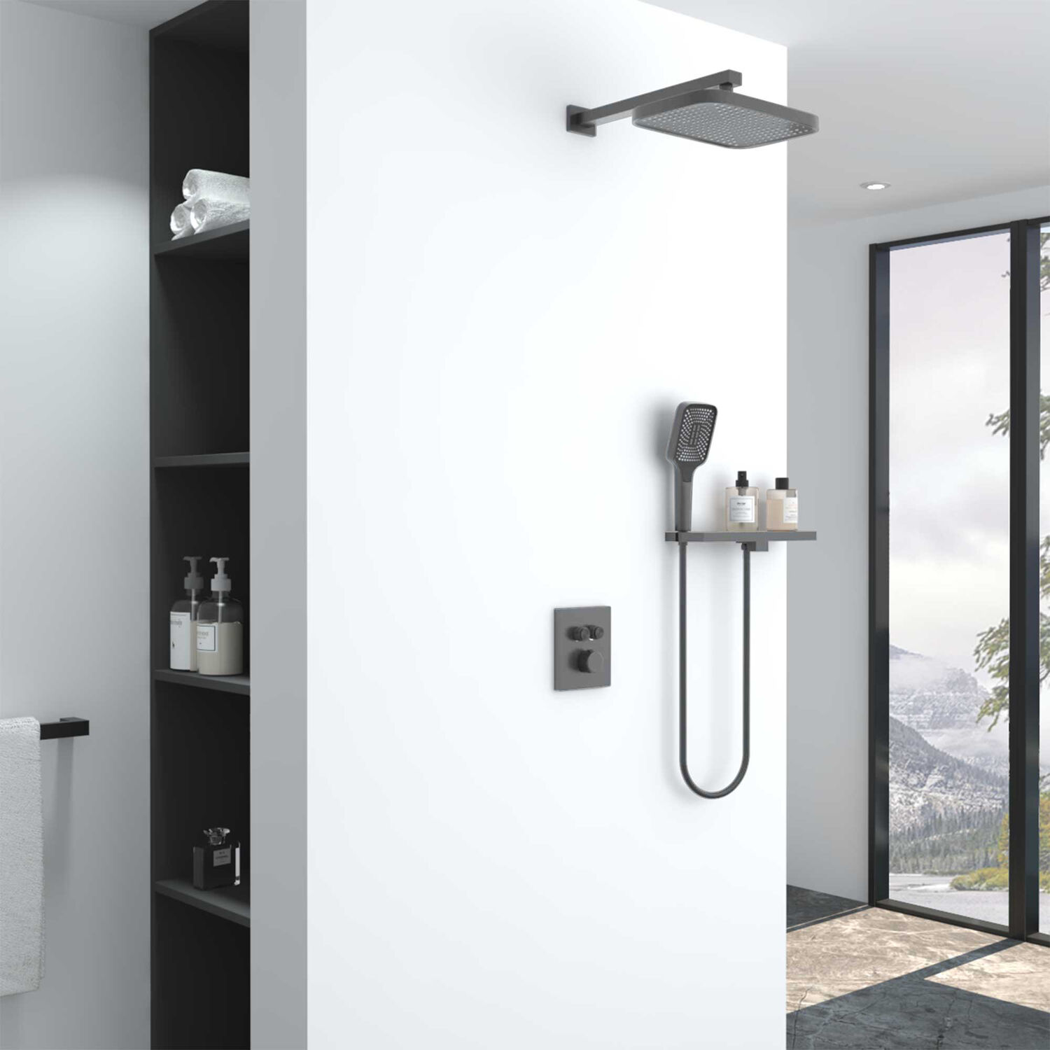 Душевой комплект Vincea VSFW-321MT1RGM, встраиваемый, цвет вороненая сталь - фото 1