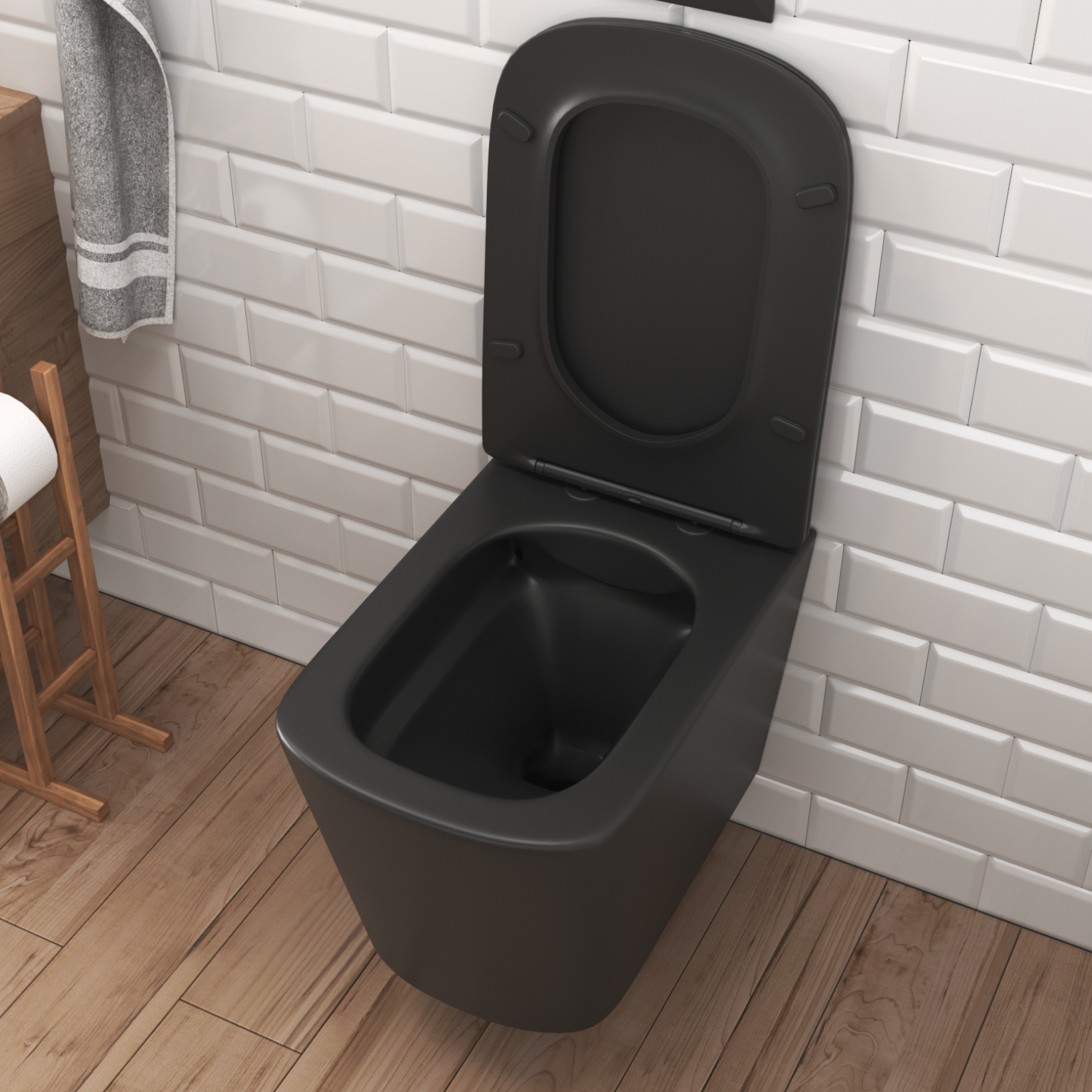 Унитаз Joki Verna Black JK3021028MB подвесной, безободковый, с сиденьем микролифт, цвет  черный матовый