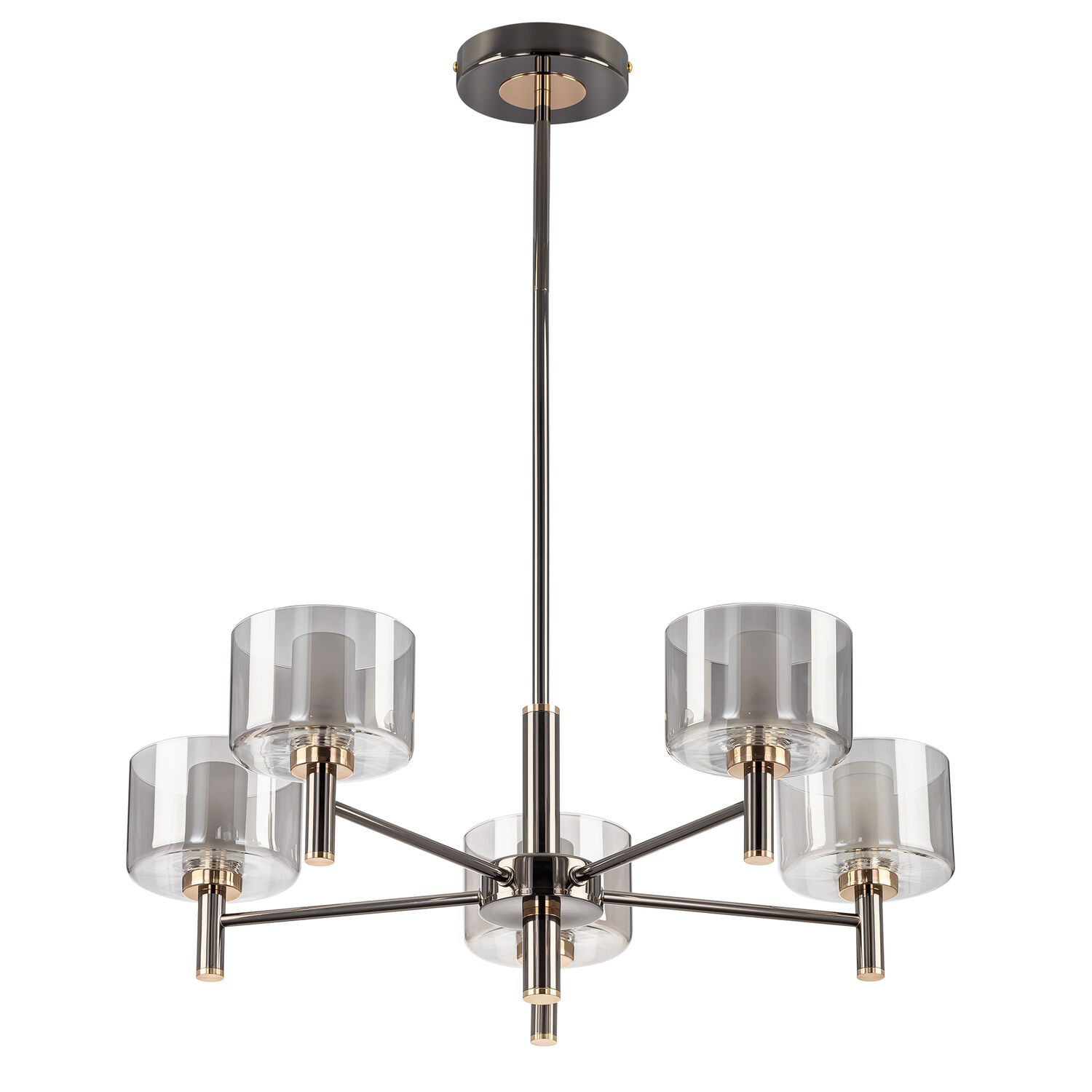 Люстра Citilux Elan CL241151, арматура хром / черная / золото, плафоны стекло дымчатое - фото 1