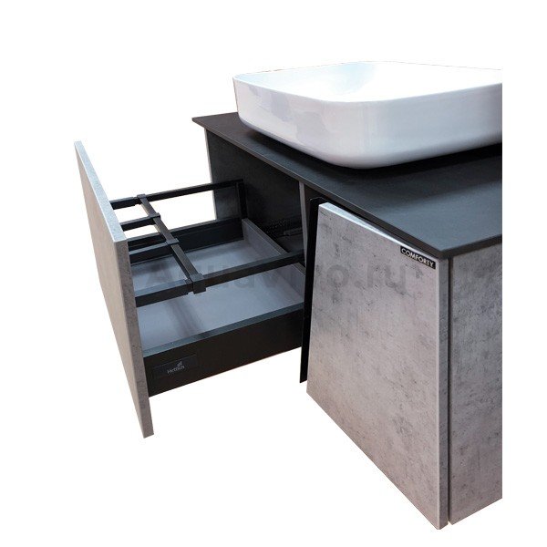 Мебель для ванной Comforty Эдинбург 90, с раковиной 60 см, цвет бетон светлый / черный