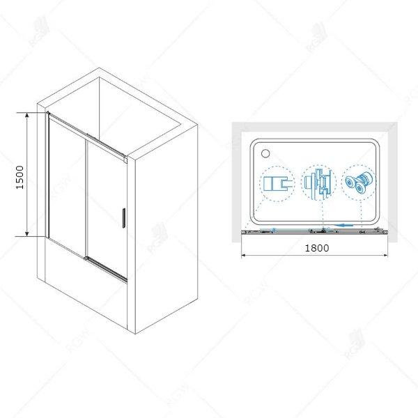 Шторка на ванну RGW Screens SC-45B 180, с доводчиком, стекло прозрачное, профиль черный - фото 1