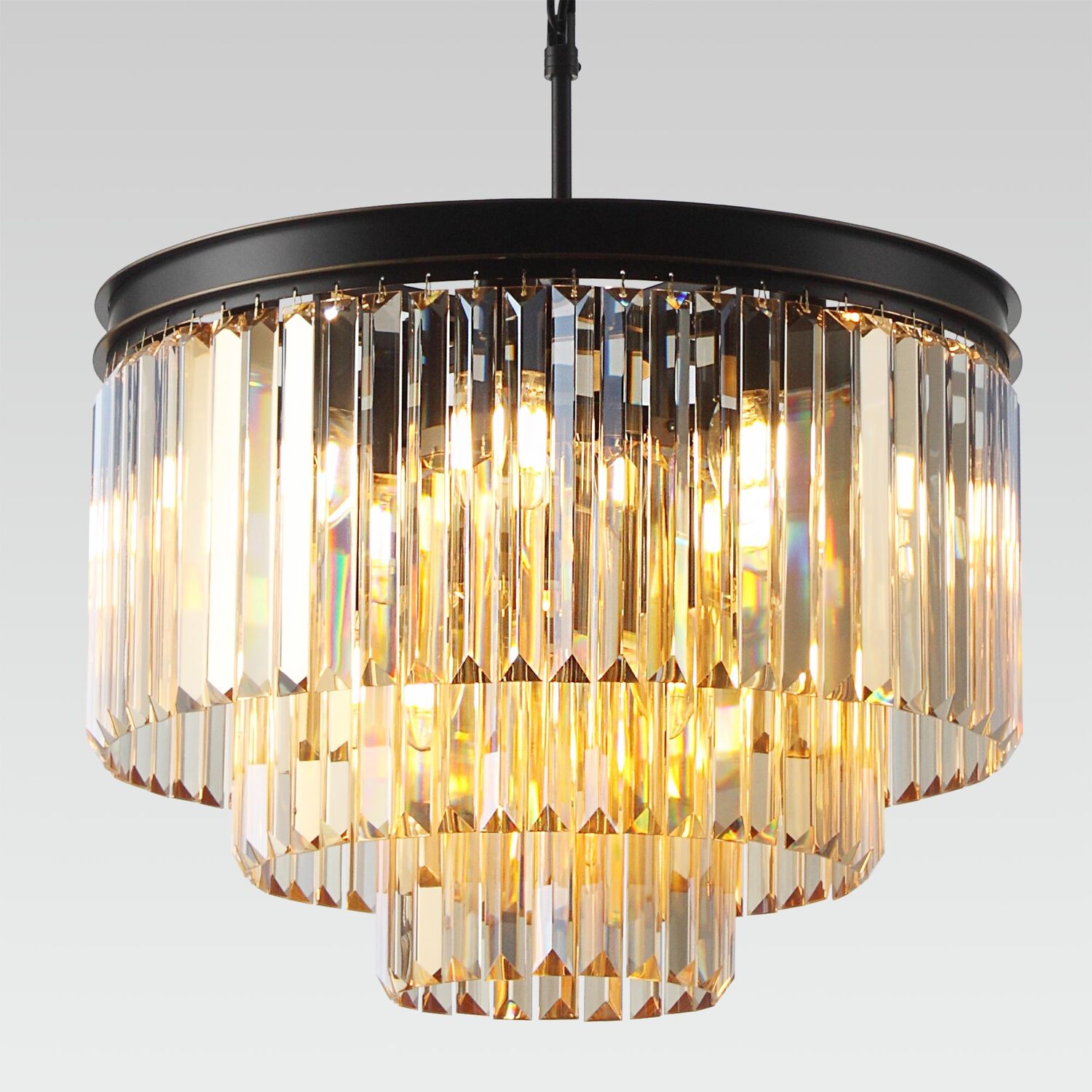 Подвесная люстра Citilux Мартин CL332132, арматура коричневая, плафоны хрусталь шампань - фото 1