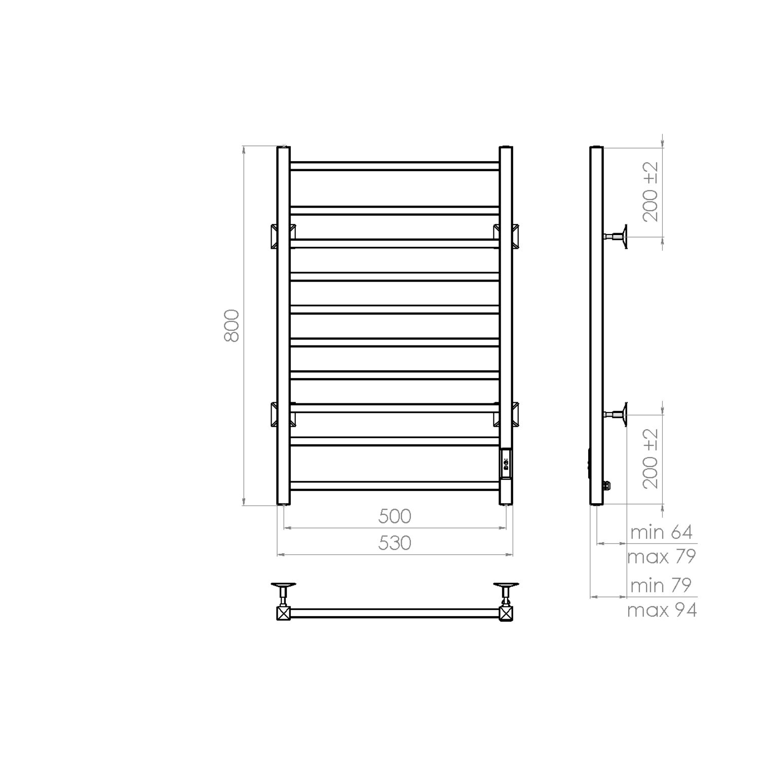 Полотенцесушитель Vincea VTD-1LWE 50x80 электрический, правый, цвет белый матовый - фото 1