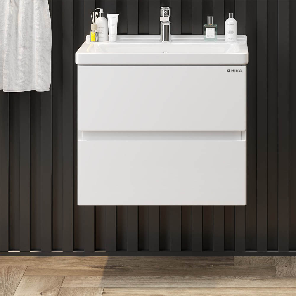 Тумба под раковину Оника Эвада 70, подвесная, цвет белый