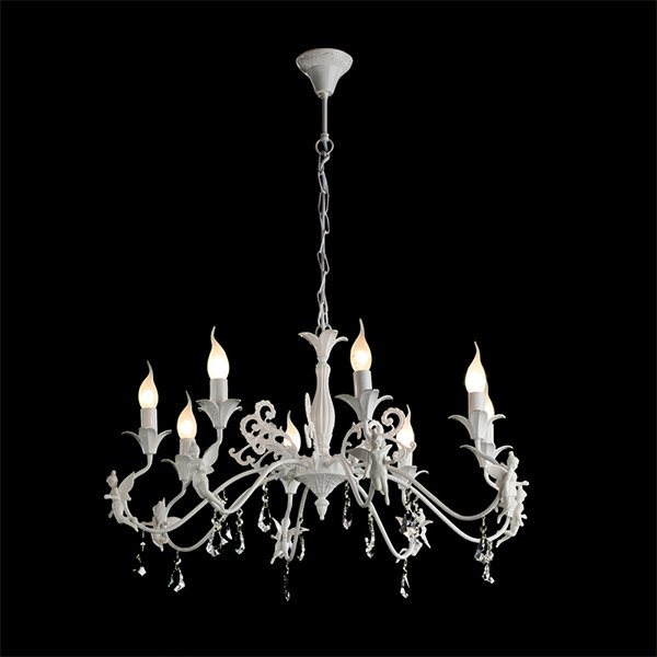 Подвесная люстра Arte Lamp Angelina A5349LM-8WH, арматура белая / прозрачная, 74х74 см - фото 1