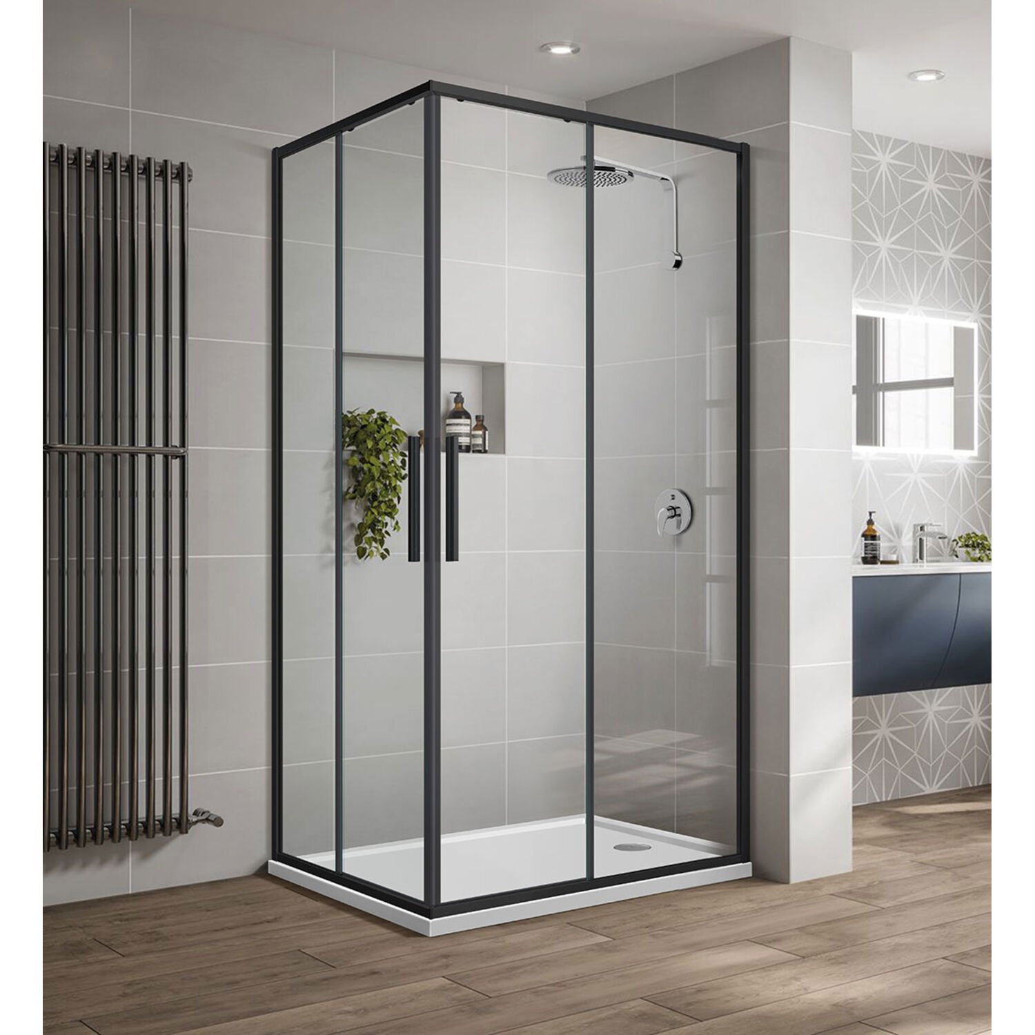 Душевой уголок Vincea Slim-U VSS-2SU 90x90, стекло прозрачное, профиль черный