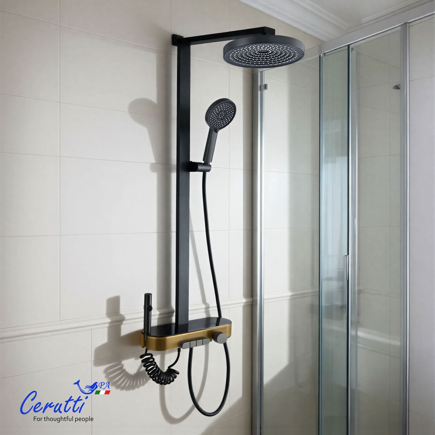 Душевая стойка CeruttiSPA Nevio, с подсветкой, цвет графит - фото 1