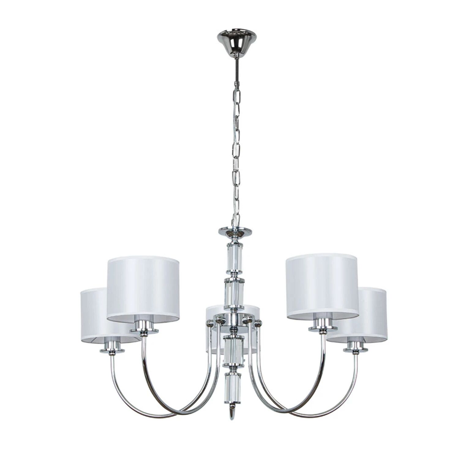 Подвесная люстра Arte Lamp Attore A4092LM-5CC, арматура хром, плафон ткань белая