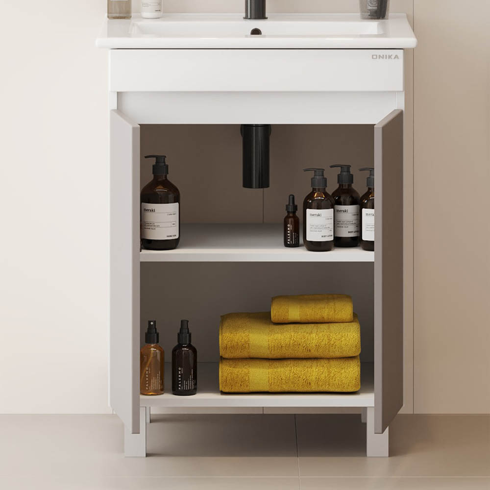 Тумба под раковину Оника Марви 60, цвет белый / мокко - фото 1