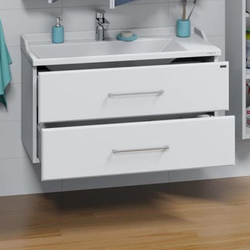 Тумба под раковину Санта Омега 100 подвесная, с ящиками, цвет белый - фото 1