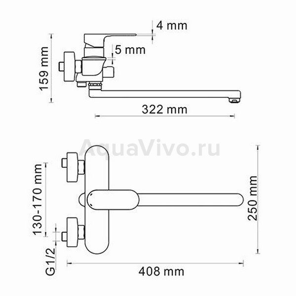 Смеситель WasserKRAFT Dinkel 5802L для ванны, цвет хром