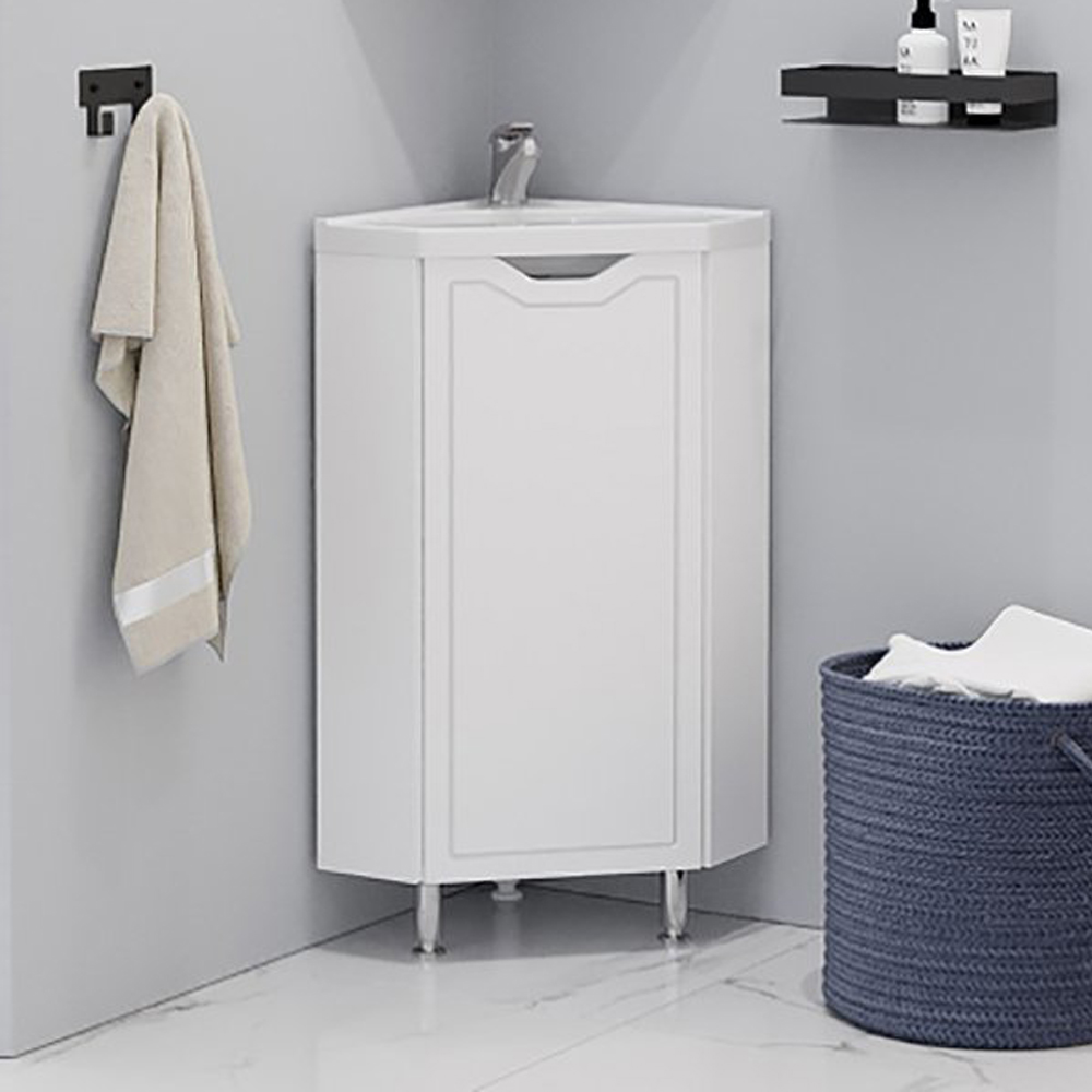 Тумба для раковины Corozo Мирра 40, угловая, цвет белый