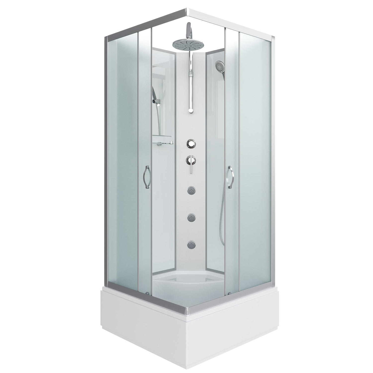 Душевая кабина Niagara Classic NG-1108-14BKTG 90x90, стекло матовое, профиль серебро, без крыши, с гидромассажем - фото 1