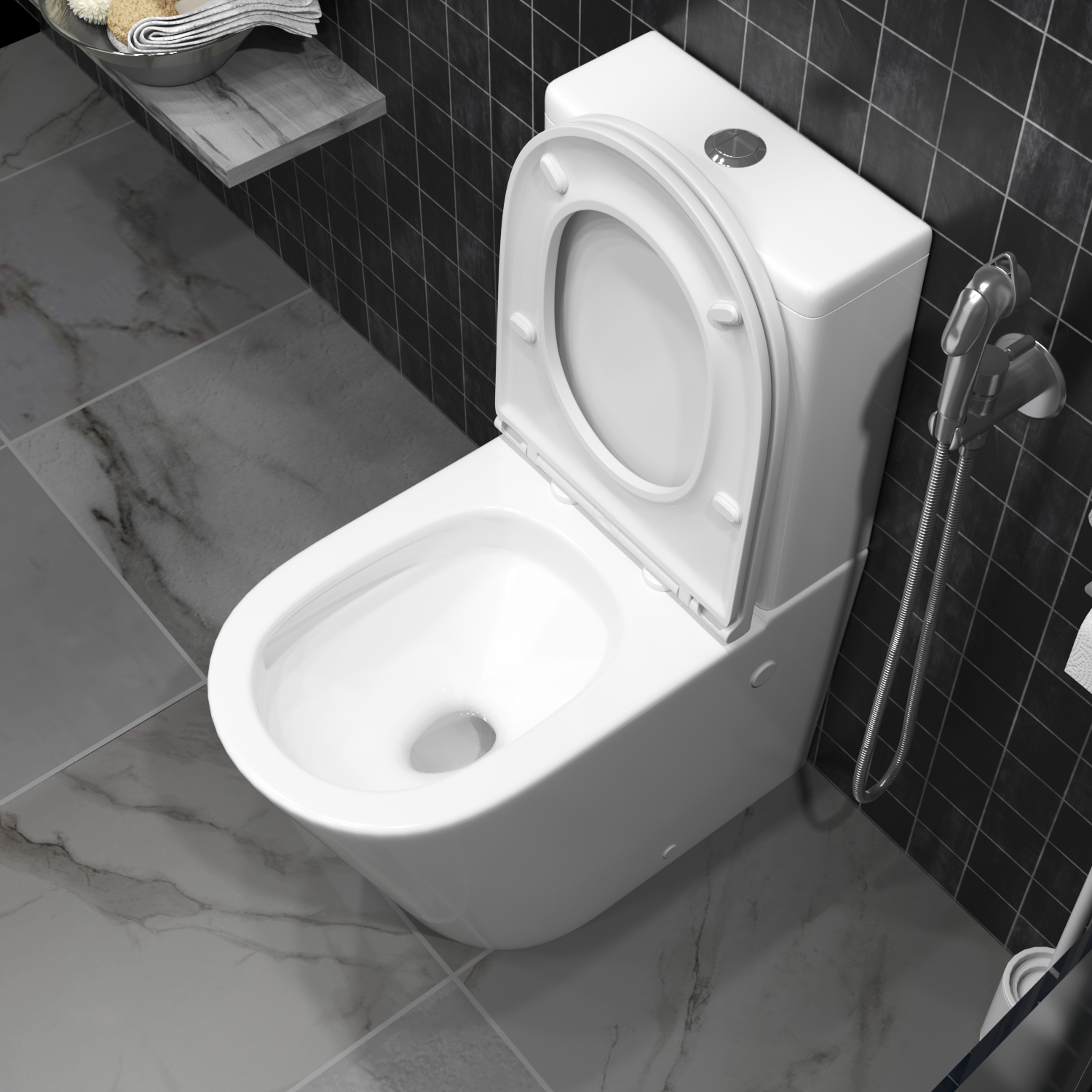 Унитаз Joki Herba T JK0822034 напольный, безободковый, смыв Торнадо, с сиденьем микролифт, цвет белый - фото 1