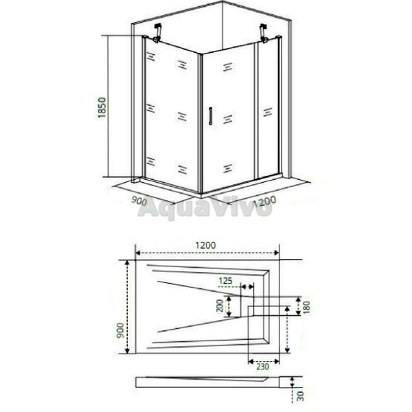 Душевой уголок Good Door Mokka WTW+SP-C-WE 120x90, стекло прозрачное, профиль белый - фото 1