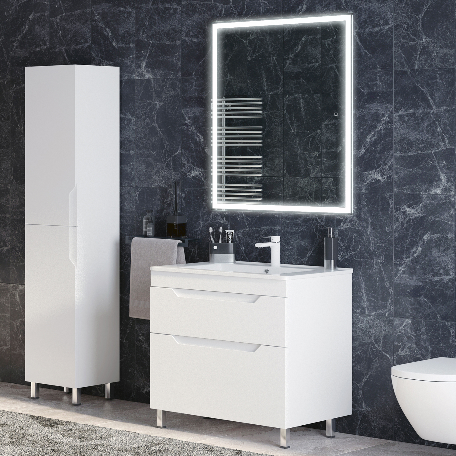 Мебель для ванной Corozo Юта 85, напольная, цвет белый