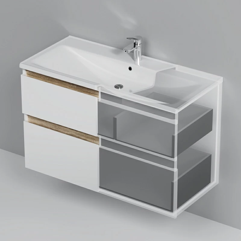 Тумба под раковину AM.PM X-Joy 100 подвесная, цвет белый глянец/дерево - фото 1