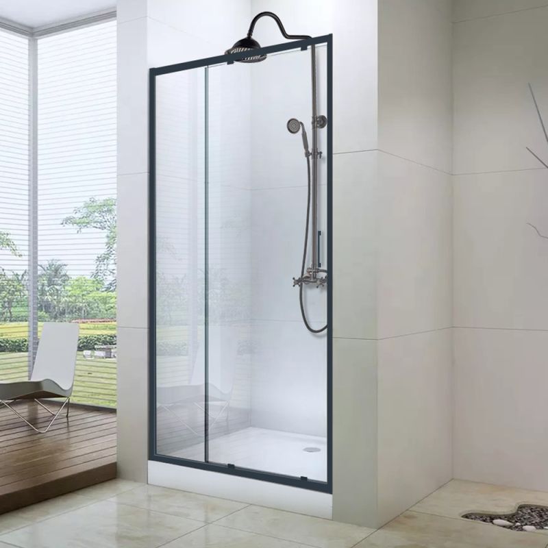Душевая дверь CeruttiSPA Gloria D120B 120x195, стекло прозрачное, профиль черный