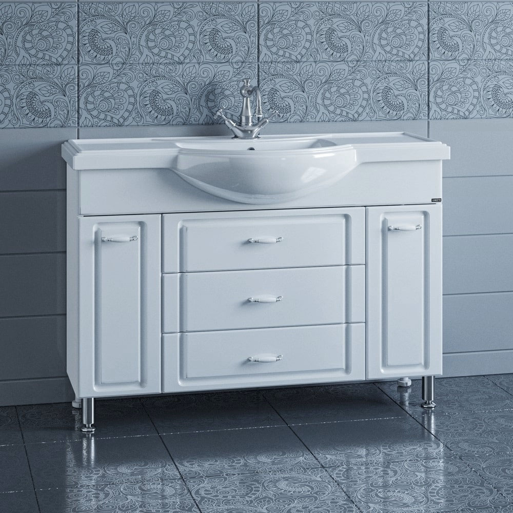 Тумба под раковину Санта Монарх 120, цвет белый