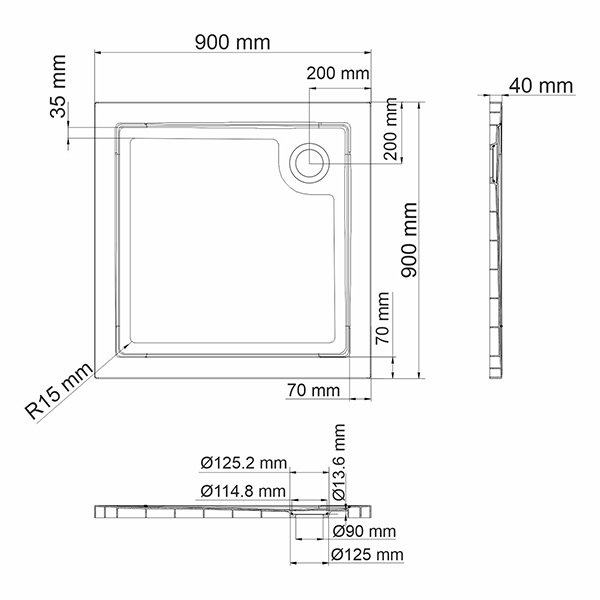 Поддон для душа WasserKRAFT Salm 27T03 90x90, стеклопластик (SMC), цвет белый - фото 1